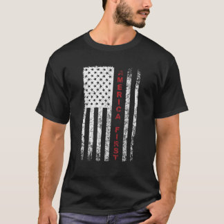 America First Pro Trump Proud American USA Flag T-Shirt