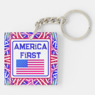 America First Roter Stern Patriotischer Schlüssela Schlüsselanhänger