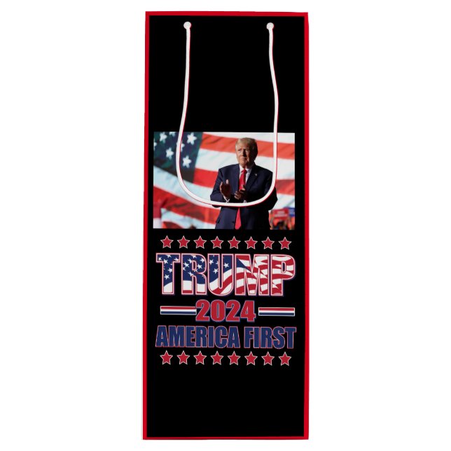 America First Trump 2024 Geschenktüte Für Weinflaschen (Vorderseite)