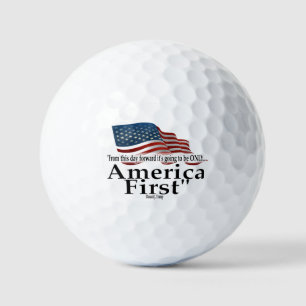 America First Trump Zitat Patriotische Flagge Golfball