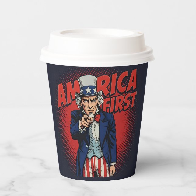 America First Uncle Sam Pappbecher (Vorderseite)