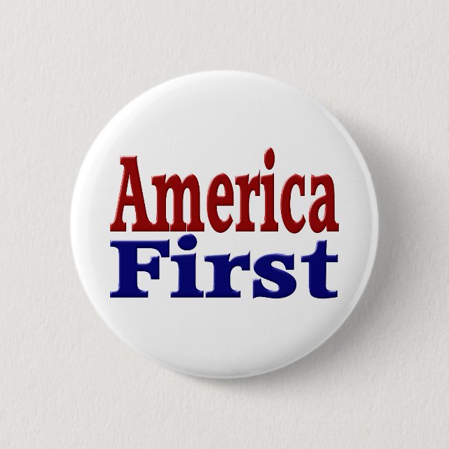 America First with red and blue text Button (Vorderseite)