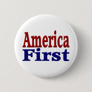 America First with red and blue text Button