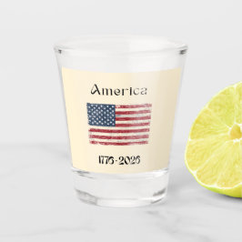 America Flag 1776 to 2026 USA 250th Anniversary  Schnapsglas