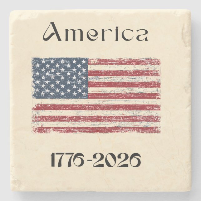 America Flag 1776 to 2026 USA 250th Anniversary  Steinuntersetzer (Vorderseite)