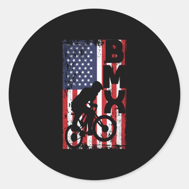 America Flag BMX Rennen Extremsport Rad Runder Aufkleber (Vorderseite)
