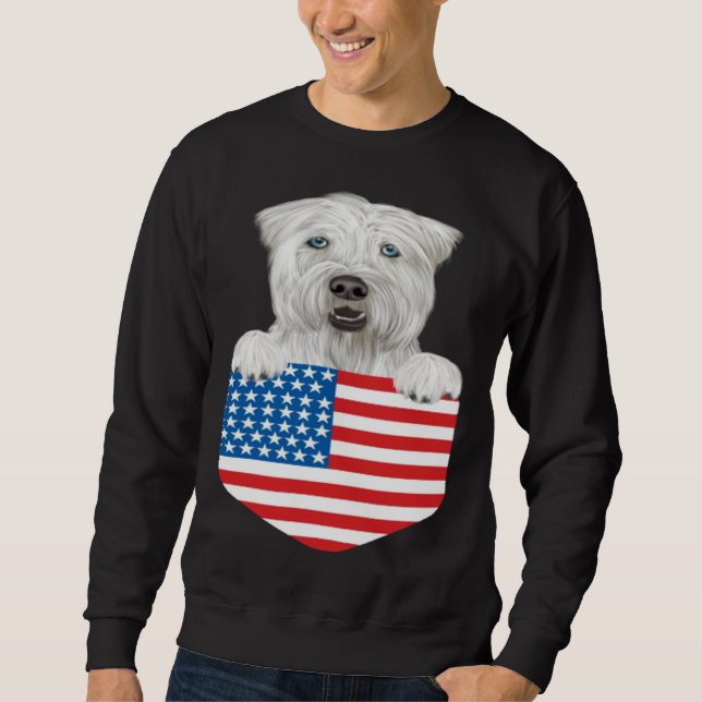 America Flag Soft Coated Wheaten Terrier Dog In Po Sweatshirt (Vorderseite)