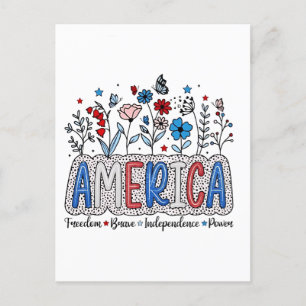 America Freedom Brave Unabhängigkeit Power 4. Juli Ankündigungspostkarte