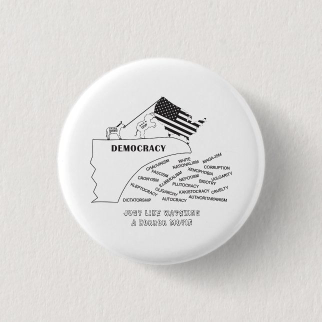 America Going Off The Cliff In Black Button (Vorderseite)