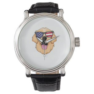 America Golden Retriever 4. Juli für Men Boys Armbanduhr