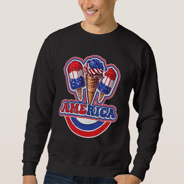 America Ice Cream 4th Of July Sweatshirt (Vorderseite)