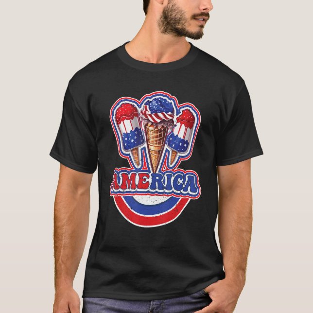 America Ice Cream 4th Of July T-Shirt (Vorderseite)