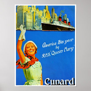 America in diesem Jahr von RMS Queen Mary Poster