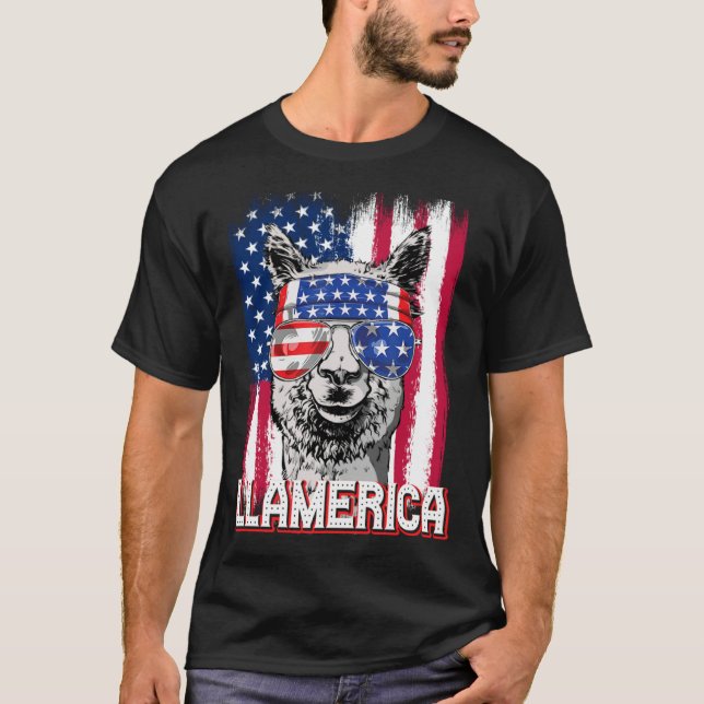 America Independence Day Flag Llama Llamerica T-Shirt (Vorderseite)