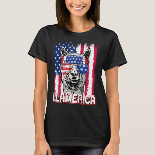 America Independence Day Flag Llama Llamerica T-Shirt (Vorderseite)