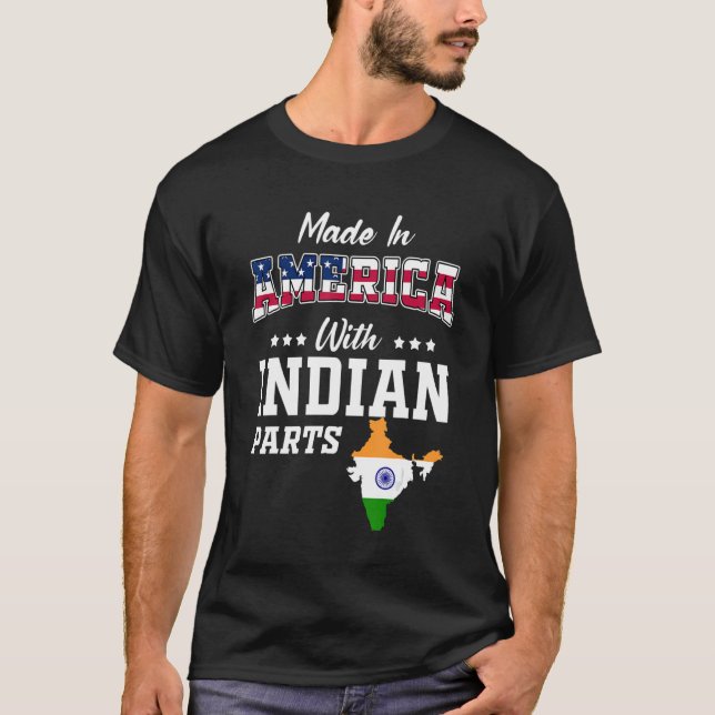 America Indian Parts India Map USA Flag Herkunft T-Shirt (Vorderseite)