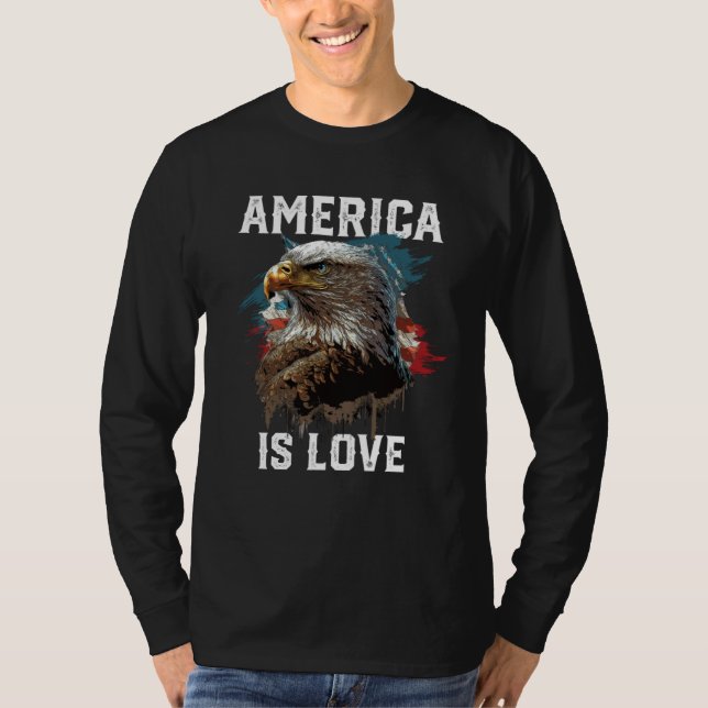 America Is Love American Bald Eagle 4th Of July Pa T-Shirt (Vorderseite)