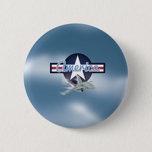 America Jet Kampfflugzeug Button (Vorderseite)