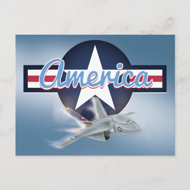 America Jet Kampfflugzeug Postkarte (Vorderseite)