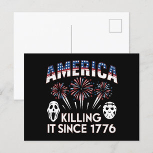 America Killing It Seit 1776 Patriotic Horror USA Postkarte