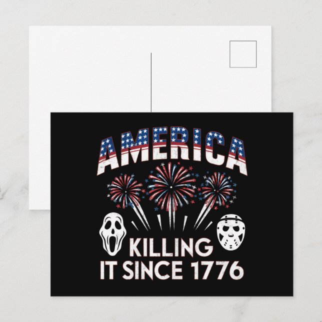 America Killing It Seit 1776 Patriotic Horror USA Postkarte (Vorne/Hinten)