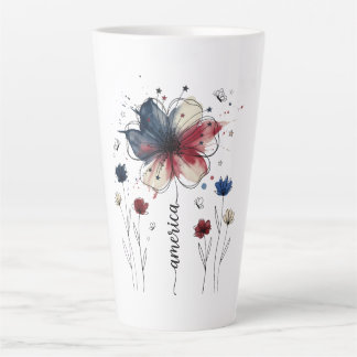 🌸America la Belle Tasse de Latte Fleurie Patrioti