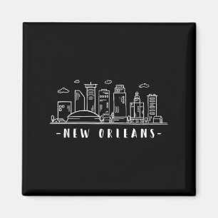America Louisiana New Orleans Skyline Silhouette Magnet