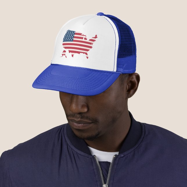 America Map USA Flag Patriotic Snapback Hat Truckerkappe (Beispiel)