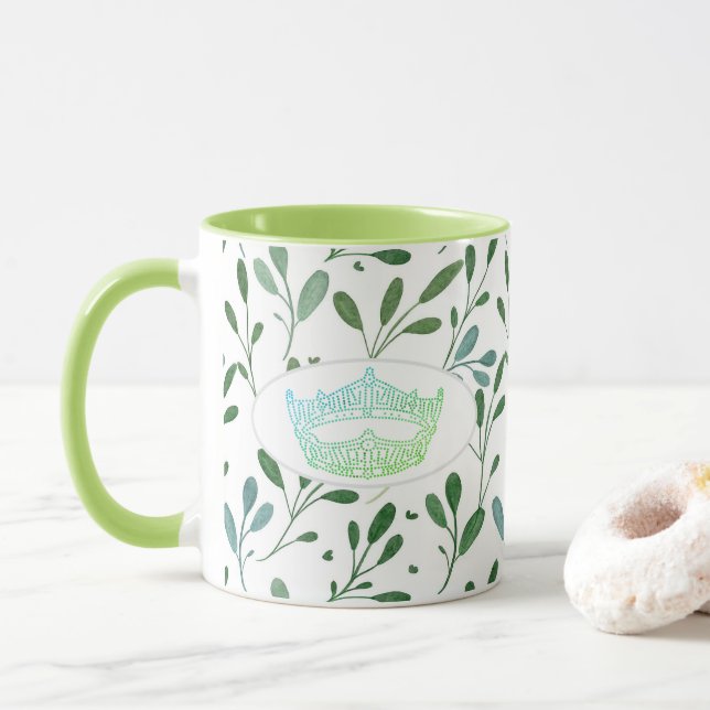 America Pageant Crown Leaf Print Two Ton Tasse (Mit Donut)