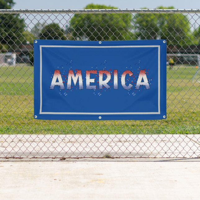 America Patriotic Shimmer Word Art Banner (Insitu)