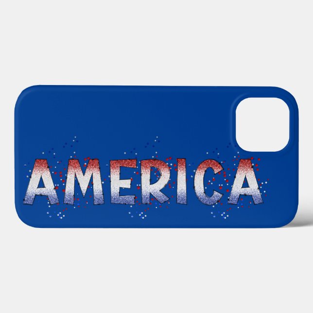 America Patriotic Shimmer Word Art Case-Mate iPhone Hülle (Rückseite (Horizontal))