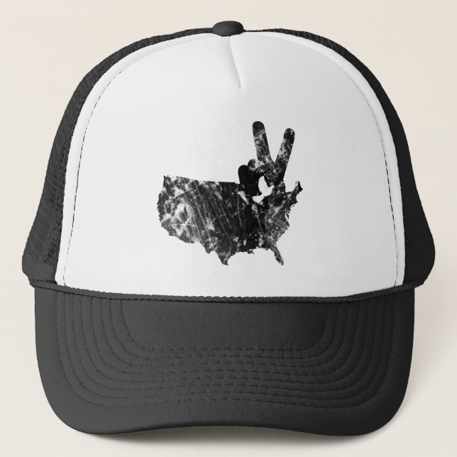 America Peace / Sign Dove, Grunge Truckerkappe (Vorderseite)