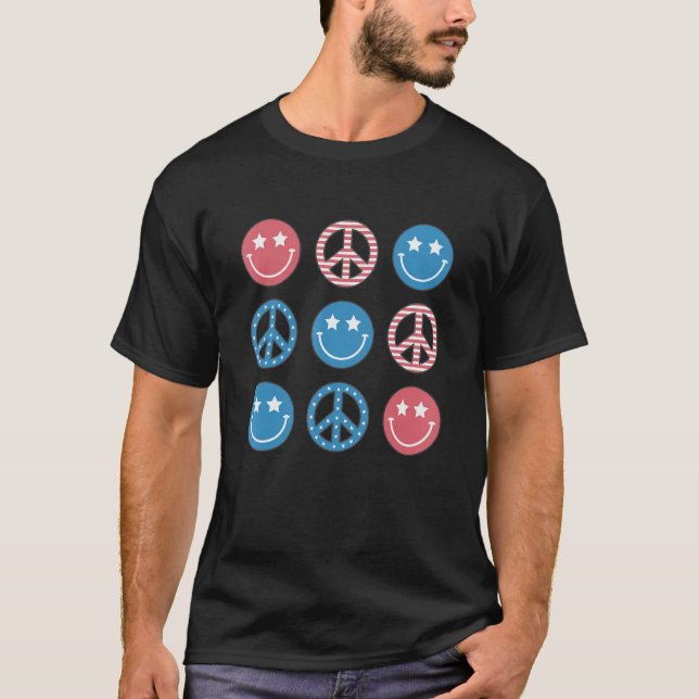 America Peace Vibes Hippie Tee 4th Of July Indepen (Vorderseite)