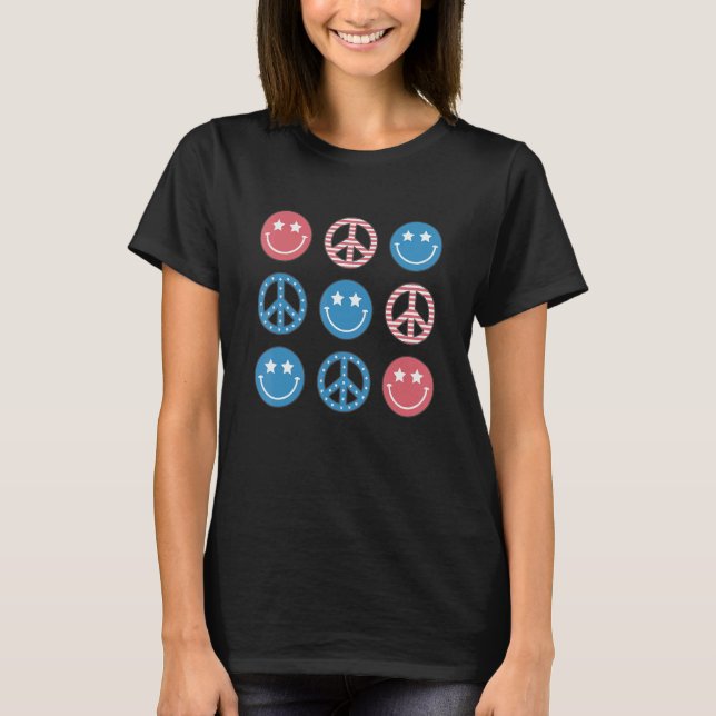 America Peace Vibes Hippie Tee 4th Of July Indepen (Vorderseite)