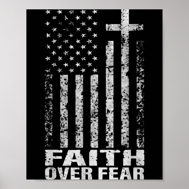 America Pride Us Flag Faith Over Fear Christian Bi Poster (Vorne)