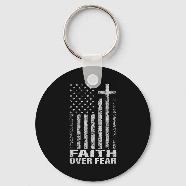 America Pride Us Flag Faith Over Fear Christian Bi Schlüsselanhänger (Vorderseite)
