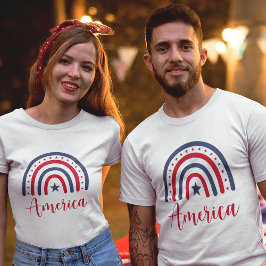 America Red White and Blue Rainbow Unisex T-Shirt