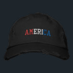 AMERICA Red White Blue Vintag Not Style Bestickte Baseballkappe<br><div class="desc">AMERICA Flag Farben Rot Weiß Blau bestickt auf Vintagen Stil bedrängte schwarze Hut aus Baumwolle. Außerdem ist die Möglichkeit verfügbar,  die gewünschte Farbe auf der Hauptseite auszuwählen.</div>