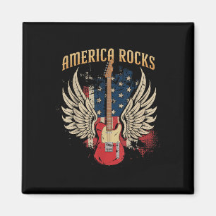 America Rock Guitar American Flag 4. Juli Patr Magnet