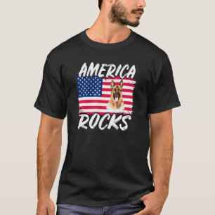America Rocks American Flag German Shepherd 4. T-Shirt