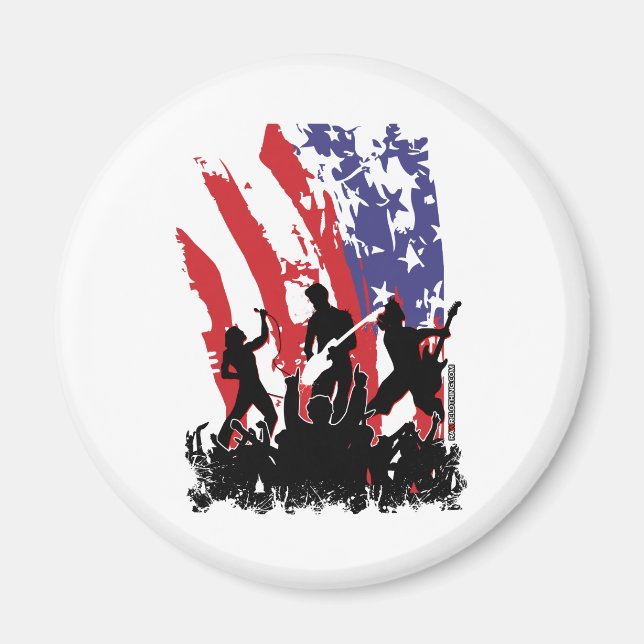 America Rocks - Emo Rock Punk Band usa Flag Magnet (Vorne)