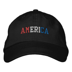 AMERICA Rot Weiß und Blau Patriotischer Stil Bestickte Baseballkappe