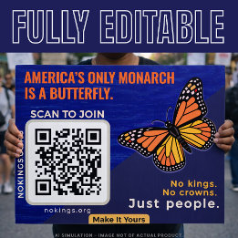 America’s Only Monarch: No Kings Day March 28 QR Gartenschild