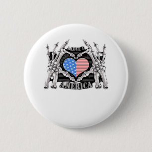 America Skeleton Hands Button