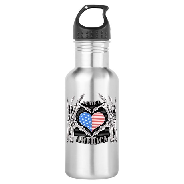 America Skeleton Hands Edelstahlflasche (Vorderseite)