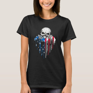 America Skull Heart America Flag Cool Amerika T-Shirt