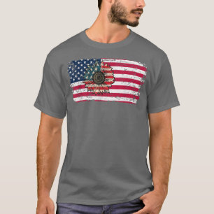 America Sunflower , USA Flag Flower T, 4th of july T-Shirt