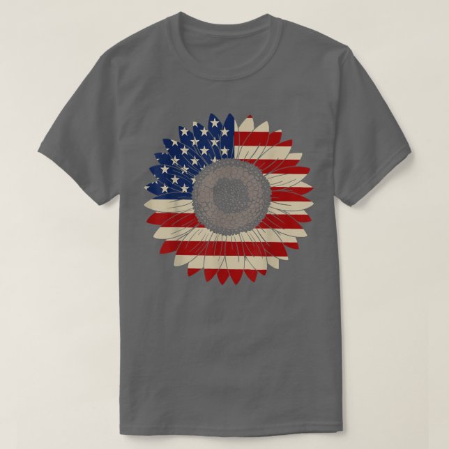 America Sunflower USA Flag T - Shirt (Design vorne)