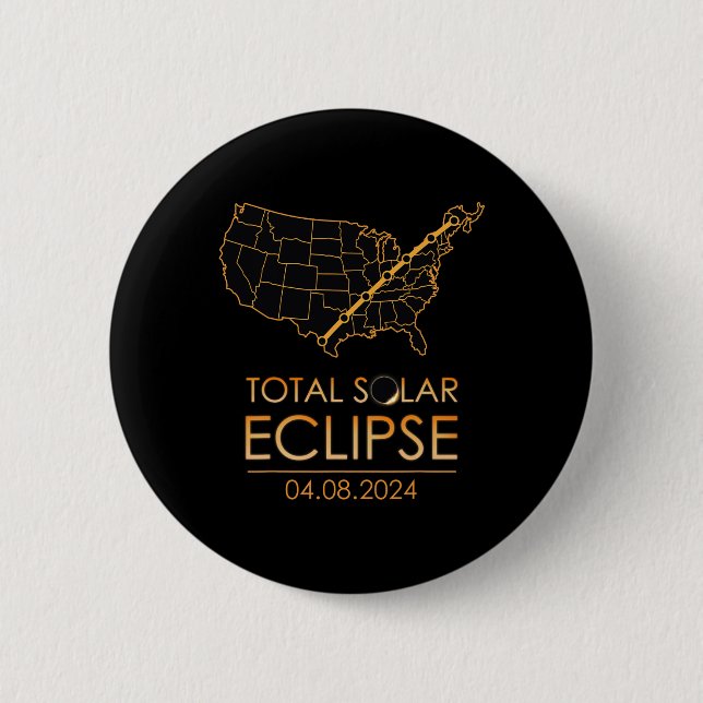 America Total Solar Eclipse April 8 2024 US-Karte Button (Vorderseite)