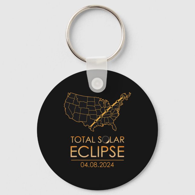 America Total Solar Eclipse April 8 2024 US-Karte Schlüsselanhänger (Vorderseite)